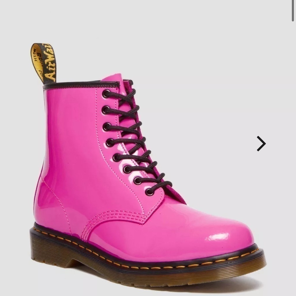DR MARTENS 1460 WOMEN'S PATENT LEATHER LACE UP BOOTS PINK SIZE 5